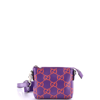 Gucci Convertible Messenger Bag GG Embossed Perforated Leather Small