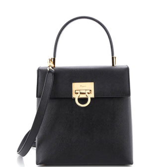 Salvatore Ferragamo Gancini Convertible Top Handle Bag Leather Mini