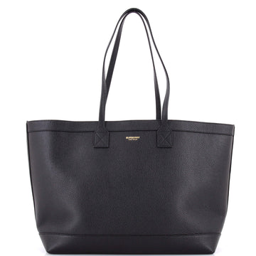 Burberry Shopping Tote Leather with Check Canvas Interior Medium