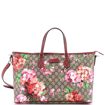 Gucci Convertible Zip Tote Blooms Print GG Coated Canvas Large
