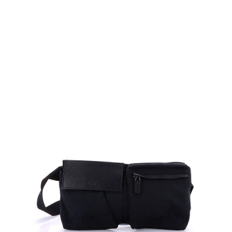 Gucci Vintage Double Belt Bag GG Canvas with Leather