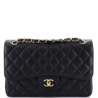 Chanel Classic Double Flap Bag Quilted Caviar Jumbo