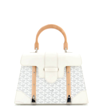 Goyard Saigon Top Handle Bag Coated Canvas with Leather MM
