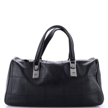 Chanel Square Stitch CC Boston Bag Quilted Leather Large