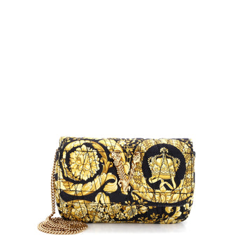 Versace Virtus Clutch on Chain Quilted Printed Silk