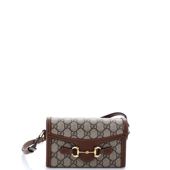 Gucci Horsebit 1955 Flap Crossbody Bag GG Coated Canvas Mini
