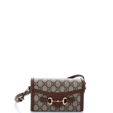 Gucci Horsebit 1955 Flap Crossbody Bag GG Coated Canvas Mini