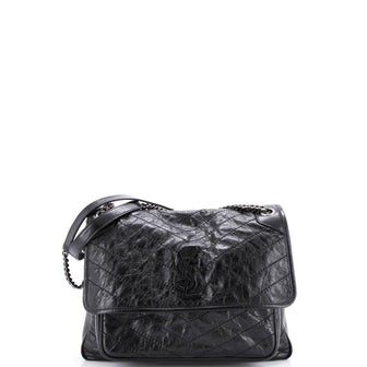 Saint Laurent Niki Chain Flap Bag Matelasse Chevron Leather Medium