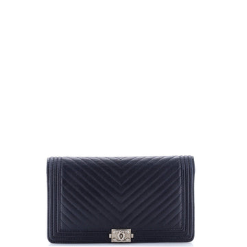 Chanel Boy Yen Wallet Chevron Calfskin