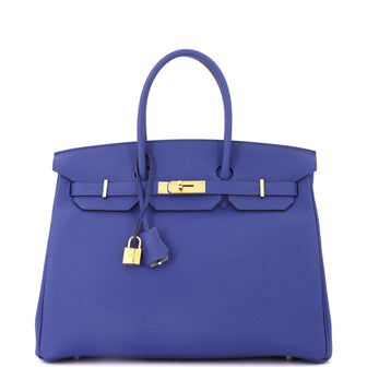 Hermes Birkin Handbag Bicolor Togo with Gold Hardware 35