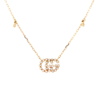 Gucci GG Running Station Necklace 18K Yellow Gold with Diamonds