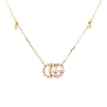 Gucci GG Running Station Necklace 18K Yellow Gold with Diamonds