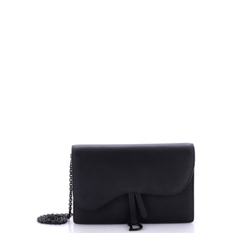 Christian Dior Saddle Chain Clutch Leather