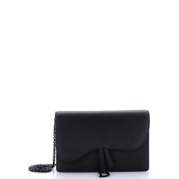 Christian Dior Saddle Chain Clutch Leather