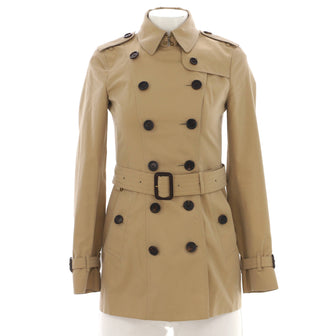 Burberry Women's Double Breasted Belted Mid-Length Trench Coat Cotton