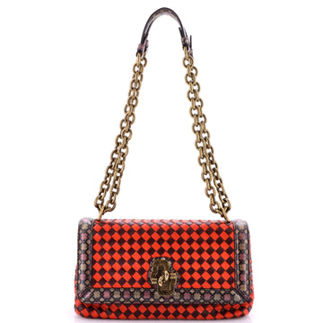 Bottega Veneta Club Stitch Olimpia Knot Flap Bag Intrecciato Nappa and Snakeskin Medium