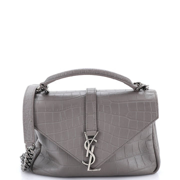 Saint Laurent Classic Monogram College Bag Crocodile Embossed Leather Medium