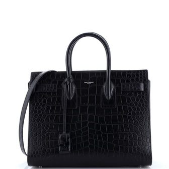 Saint Laurent Sac de Jour Bag Crocodile Embossed Leather Small