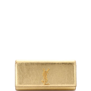 Saint Laurent Classic Monogram Clutch Metallic Calfskin Long
