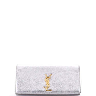 Saint Laurent Classic Monogram Clutch Metallic Calfskin Long