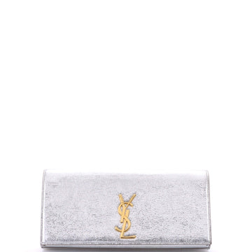 Saint Laurent Classic Monogram Clutch Metallic Calfskin Long