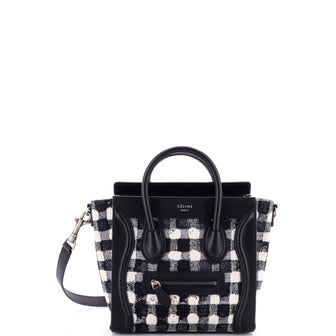 Celine Luggage Bag Printed Jacquard and Leather Nano