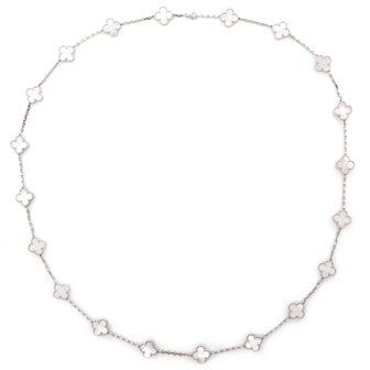 Van Cleef & Arpels Vintage Alhambra 20 Motifs Necklace 18K White Gold and Mother of Pearl