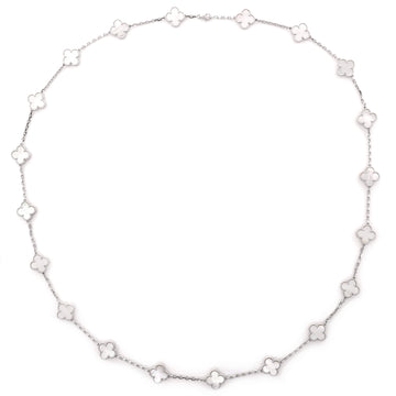 Van Cleef & Arpels Vintage Alhambra 20 Motifs Necklace 18K White Gold and Mother of Pearl