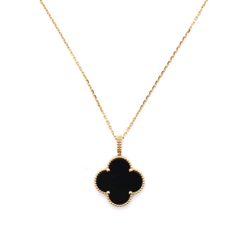 Van Cleef & Arpels Magic Alhambra Pendant Necklace 18K Yellow Gold and Onyx