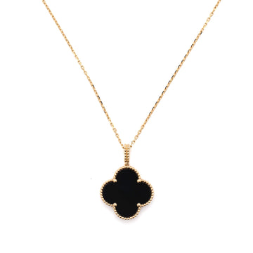 Van Cleef & Arpels Magic Alhambra Pendant Necklace 18K Yellow Gold and Onyx