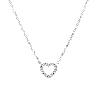 Tiffany & Co. Metro Open Heart Pendant Necklace 18K White Gold and Diamonds Mini