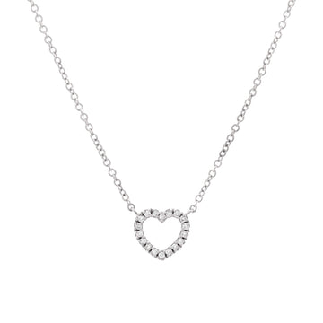 Tiffany & Co. Metro Open Heart Pendant Necklace 18K White Gold and Diamonds Mini