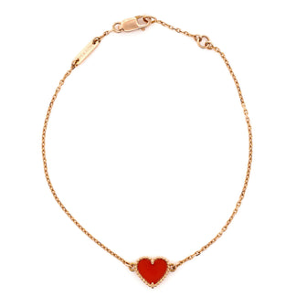Van Cleef & Arpels Sweet Alhambra Heart Bracelet 18K Rose Gold with Carnelian