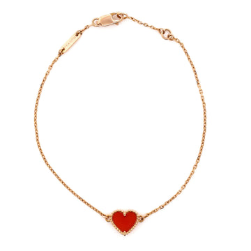 Van Cleef & Arpels Sweet Alhambra Heart Bracelet 18K Rose Gold with Carnelian