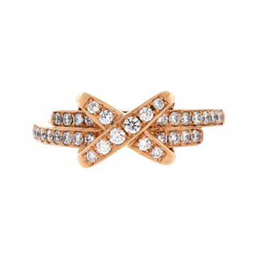 Chaumet Jeux De Liens Ring 18K Rose Gold with Pave Diamonds