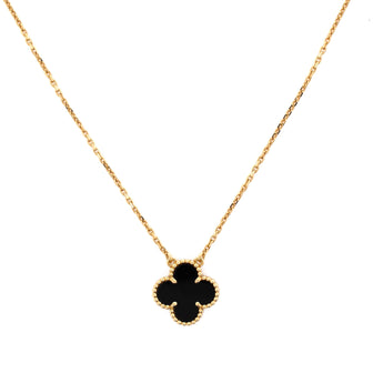 Van Cleef & Arpels Vintage Alhambra Pendant Necklace 18K Yellow Gold and Onyx