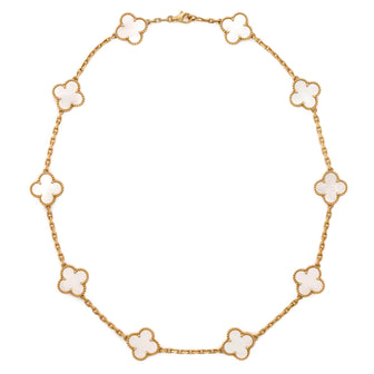 Van Cleef & Arpels Vintage Alhambra 10 Motifs Necklace 18K Yellow Gold and Mother of Pearl