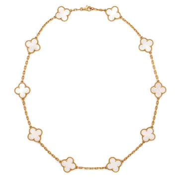 Van Cleef & Arpels Vintage Alhambra 10 Motifs Necklace 18K Yellow Gold and Mother of Pearl