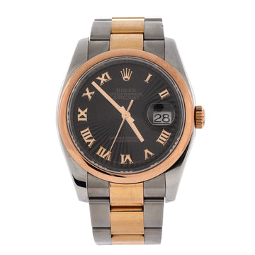 Rolex Oyster Perpetual Datejust Sunburst Automatic Watch Stainless Steel and Rose Gold 36
