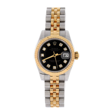 Rolex Oyster Perpetual Datejust Automatic Watch Stainless Steel and Yellow Gold with Diamond Markers 26