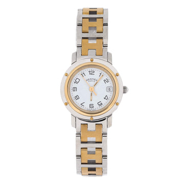 Hermes Clipper Quartz Watch Stainless Steel with Plated Metal 24