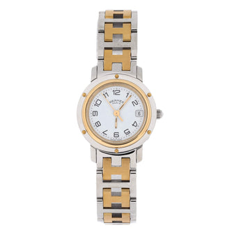 Hermes Clipper Quartz Watch Stainless Steel with Plated Metal 24