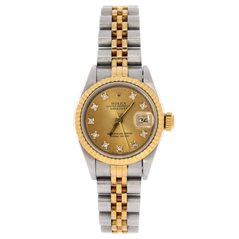 Rolex Oyster Perpetual Datejust Automatic Watch Stainless Steel and Yellow Gold with Diamond Markers 26