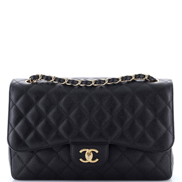 Chanel Classic Double Flap Bag Quilted Caviar Jumbo