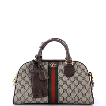 Gucci Ophidia Convertible Boston Top Handle Bag GG Coated Canvas with Leather Medium