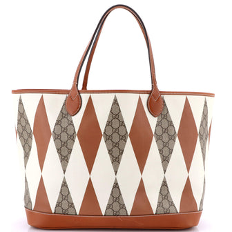 Gucci Shopping Tote Rhombus GG Coated Canvas with Leather Large