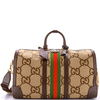 Gucci Savoy Web Convertible Duffle Bag Jumbo GG Canvas Large