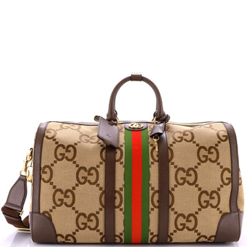 Gucci Savoy Web Convertible Duffle Bag Jumbo GG Canvas Large