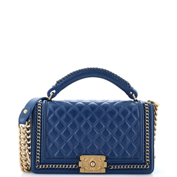 Chanel Chain Handle Boy Flap Bag Quilted Calfskin Old Medium