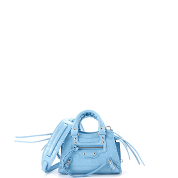 Balenciaga Neo Classic City Bag Crocodile Embossed Leather Nano